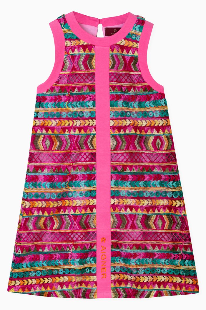 

Embroidered Dress in Cotton-blend, Pink