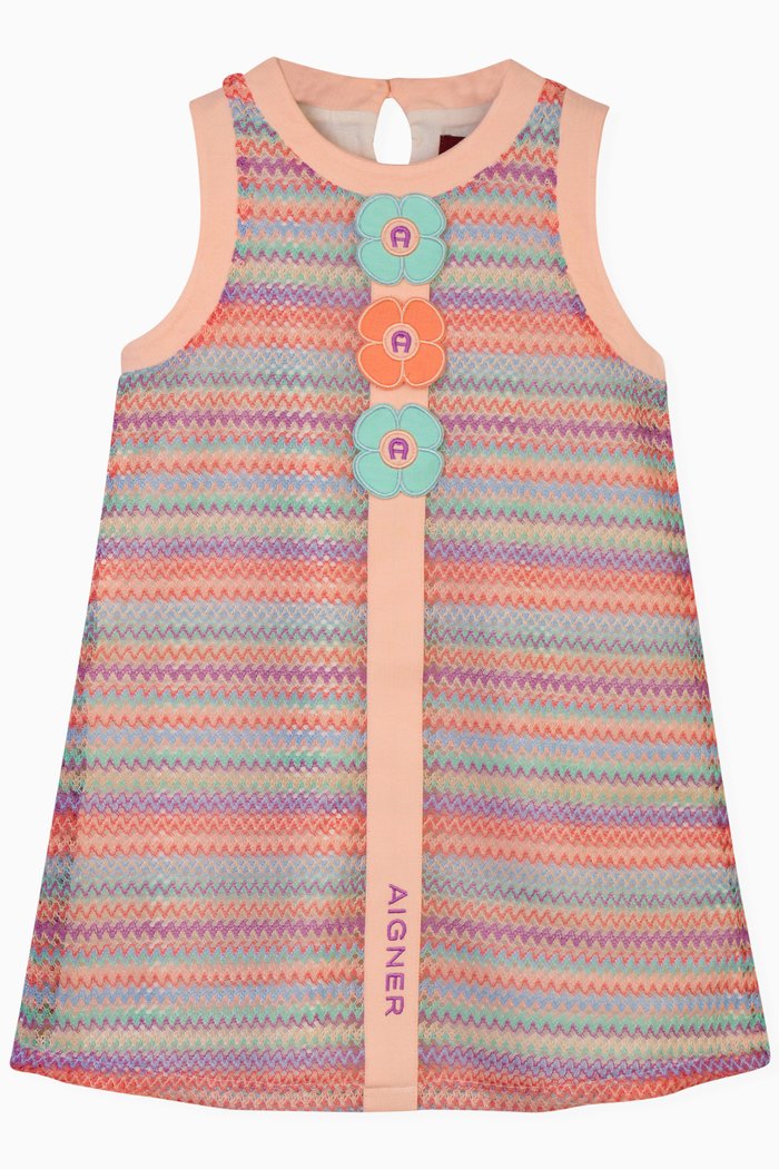 

Printed Dress in Cotton Jersey, Orange