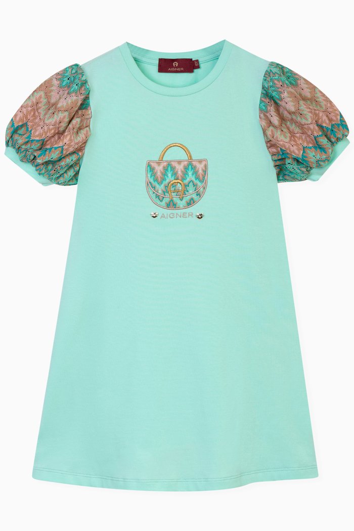 

Embroidered Dress in Cotton-jersey, Green