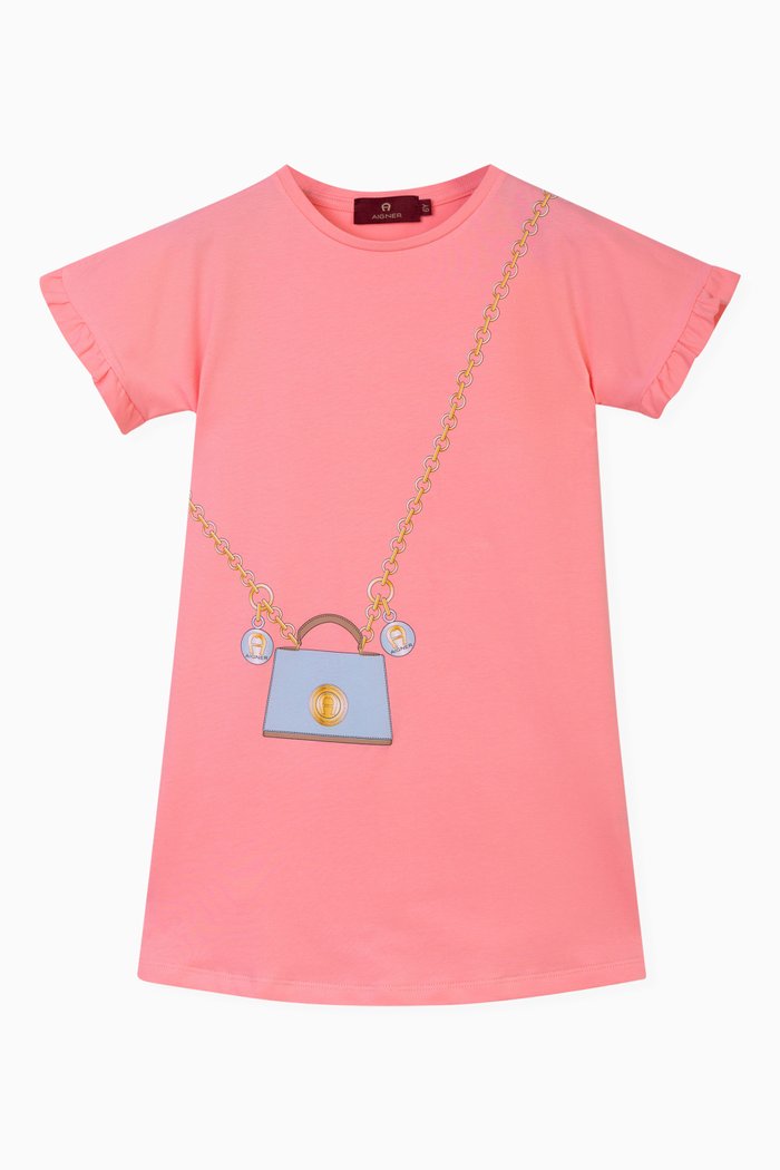 

Bag-print Dress in Cotton-jersey, Pink