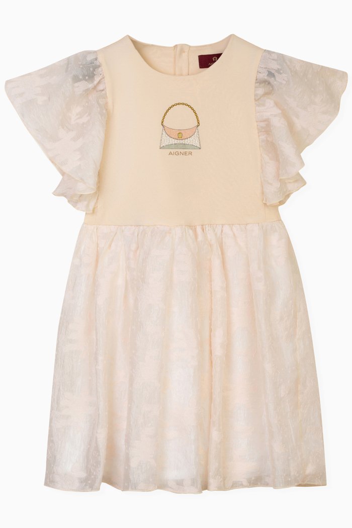

Logo Shimmer Dress in Cotton Jersey, Neutral