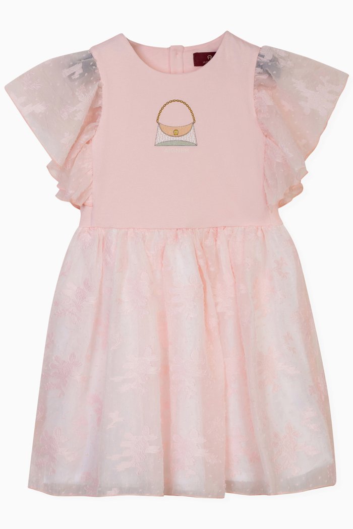 

Logo Shimmer Dress in Cotton Jersey, Pink