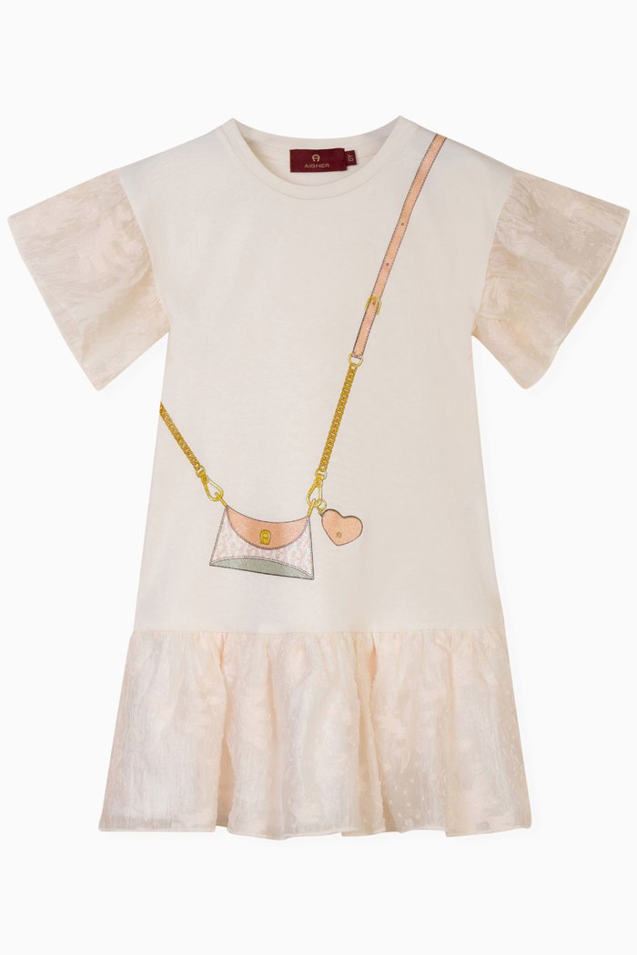 

Bag Print Dress in Cotton Jersey, Gold