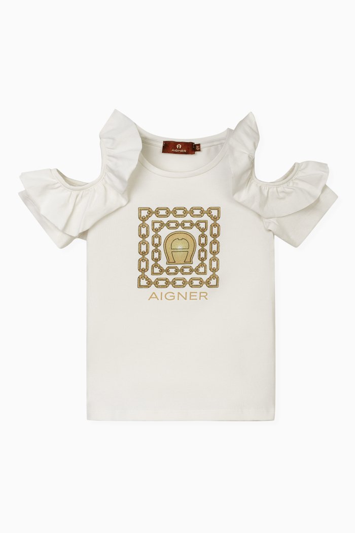

Logo Print Top in Cotton, Gold
