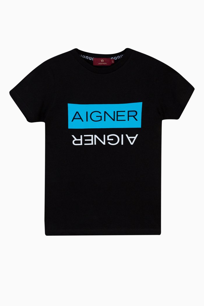 Logo Print T-Shirt in Cotton, Black