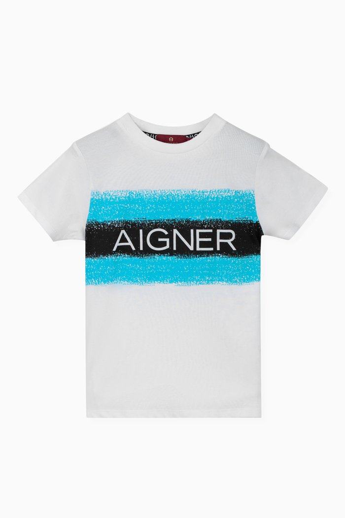 Logo Print T-shirt in Jersey, Blue