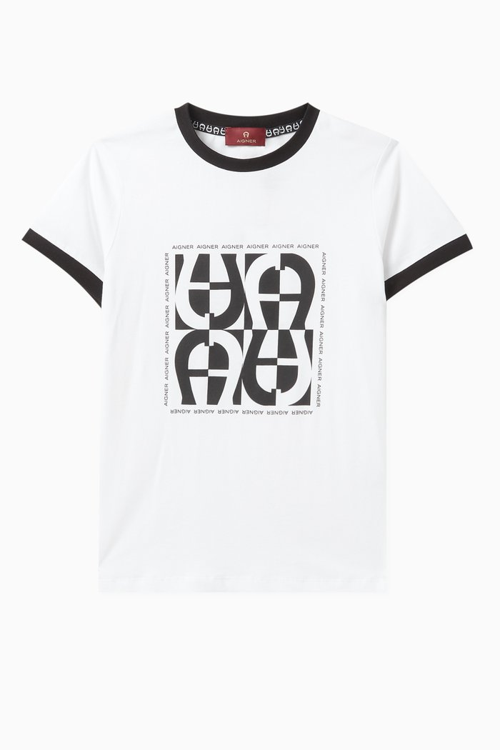 

Bold Logo Print T-shirt in Cotton, Black