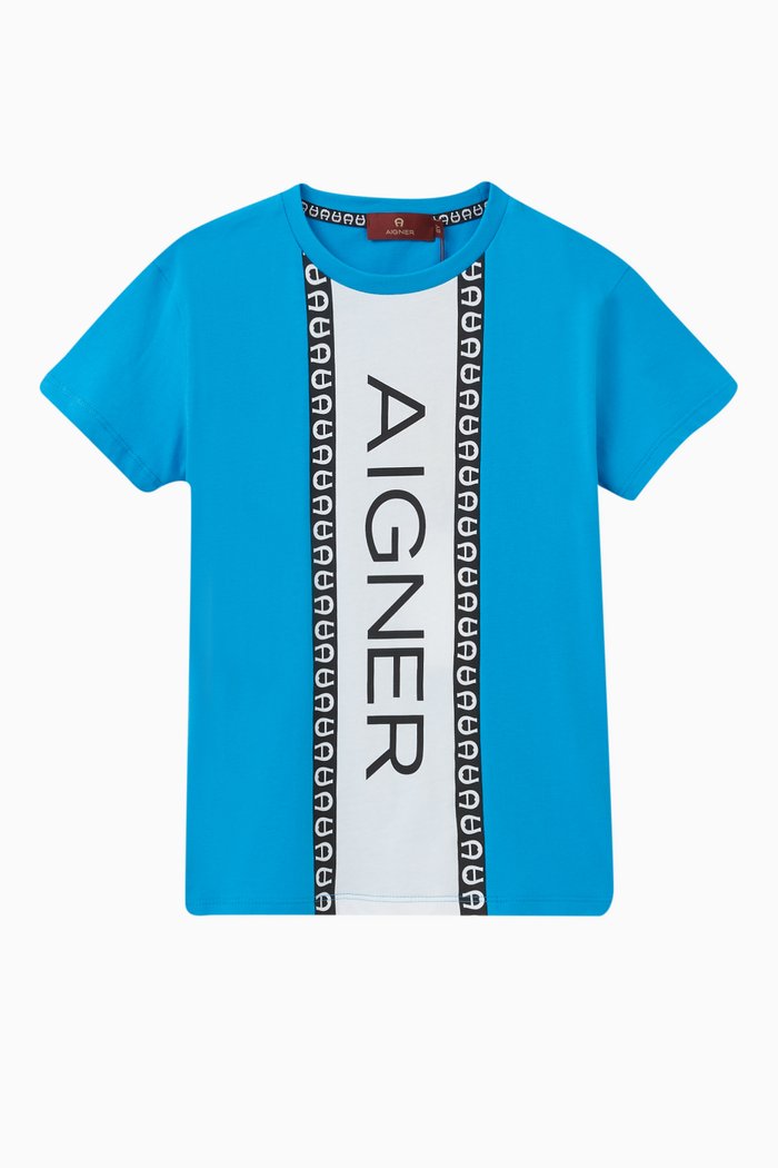 

Logo-stripe T-shirt in Cotton-jersey, Blue