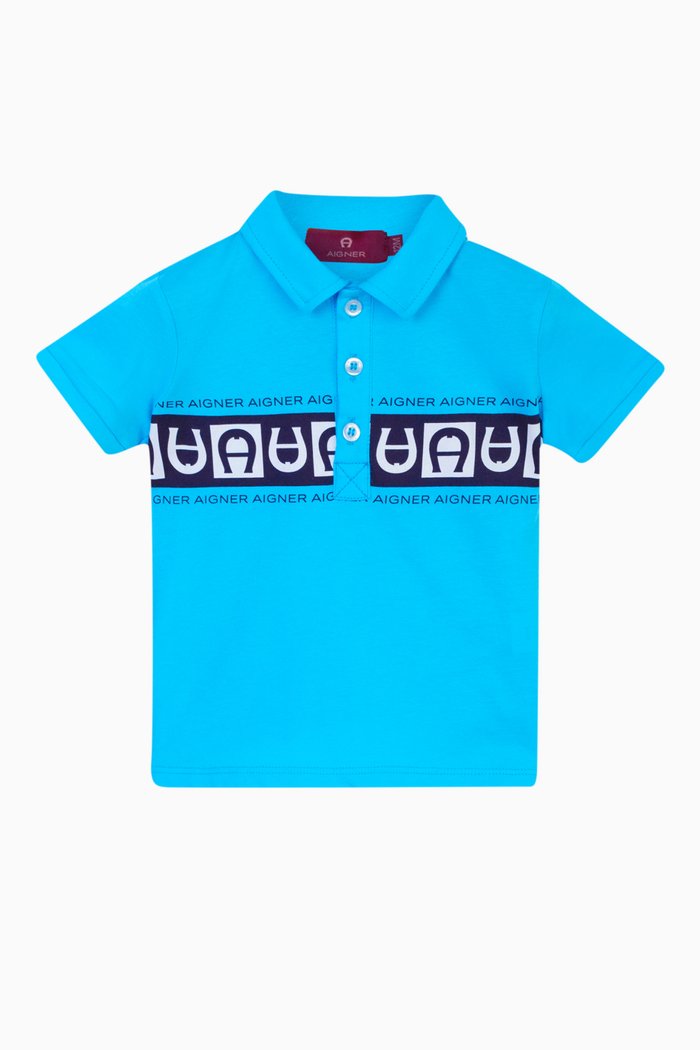 

Logo-print Polo Shirt in Cotton, Blue