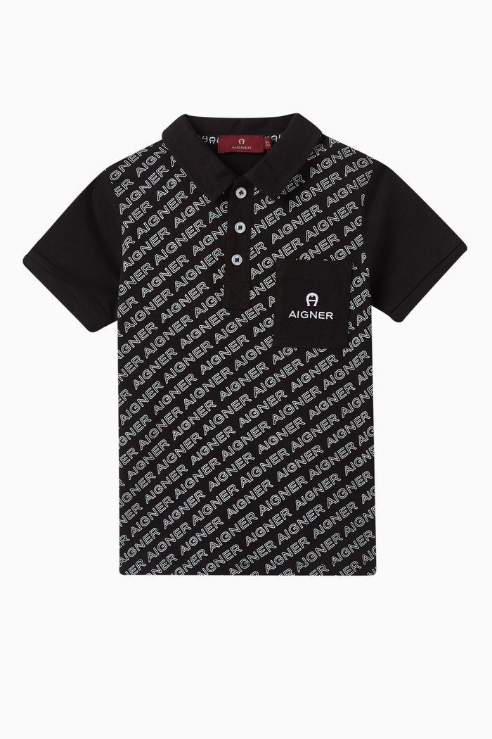 

Logo Polo Shirt in Cotton, Black