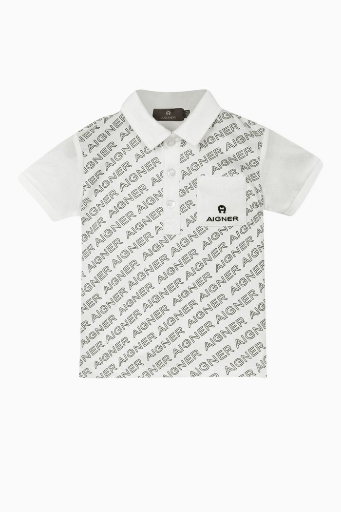 Logo Polo Shirt in Cotton, White