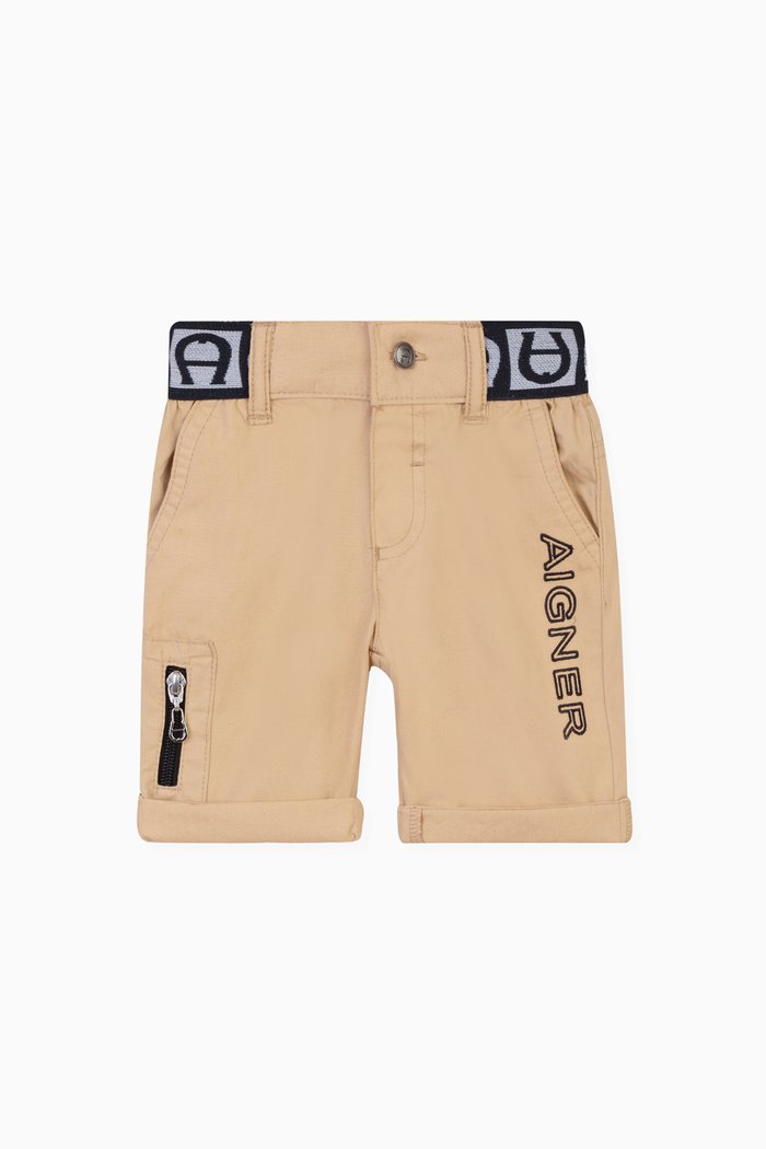 

Logo-tape Bermuda Shorts in Cotton, Brown