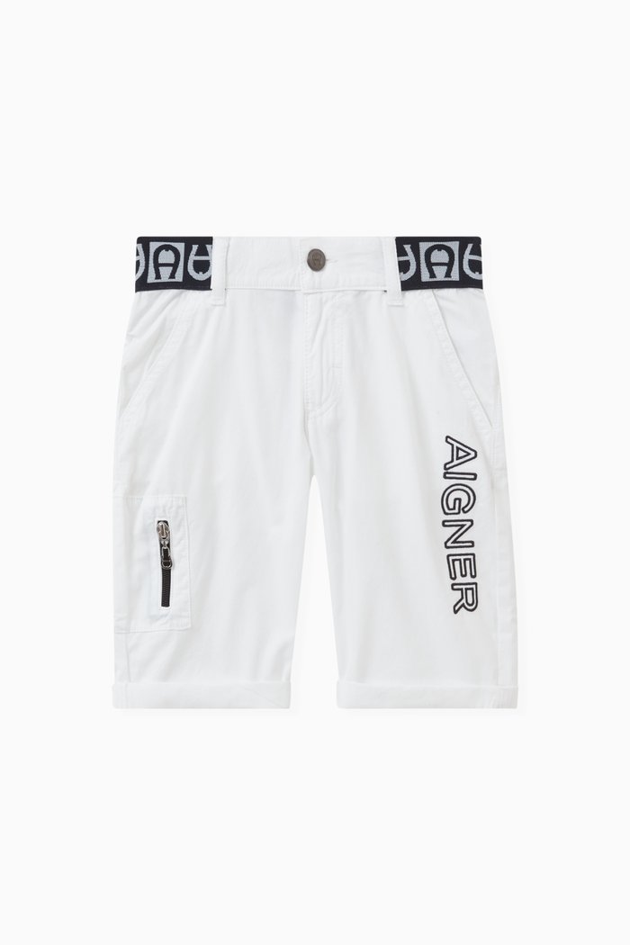 

Logo-tape Bermuda Shorts in Cotton, White