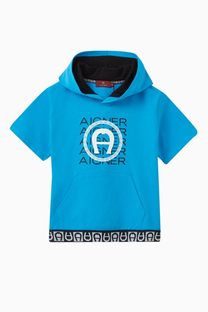 

Logo Hooded Sweatshirt in Cotton, Blue