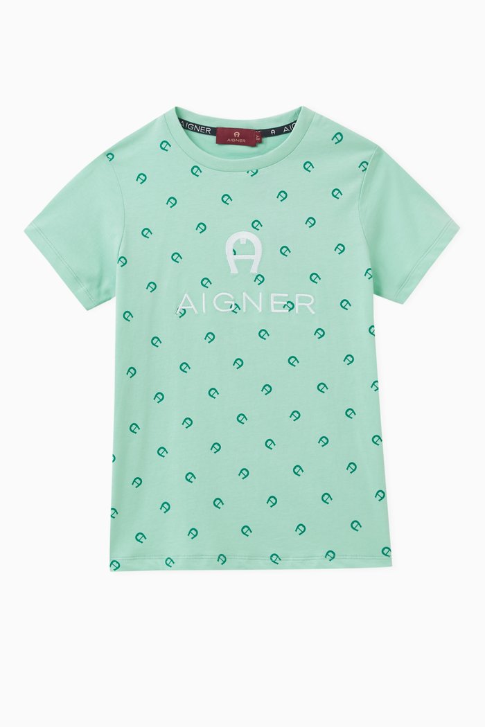 Logo Print T-Shirt in Cotton, Blue