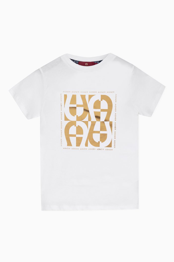 Logo Print T-Shirt in Cotton, White