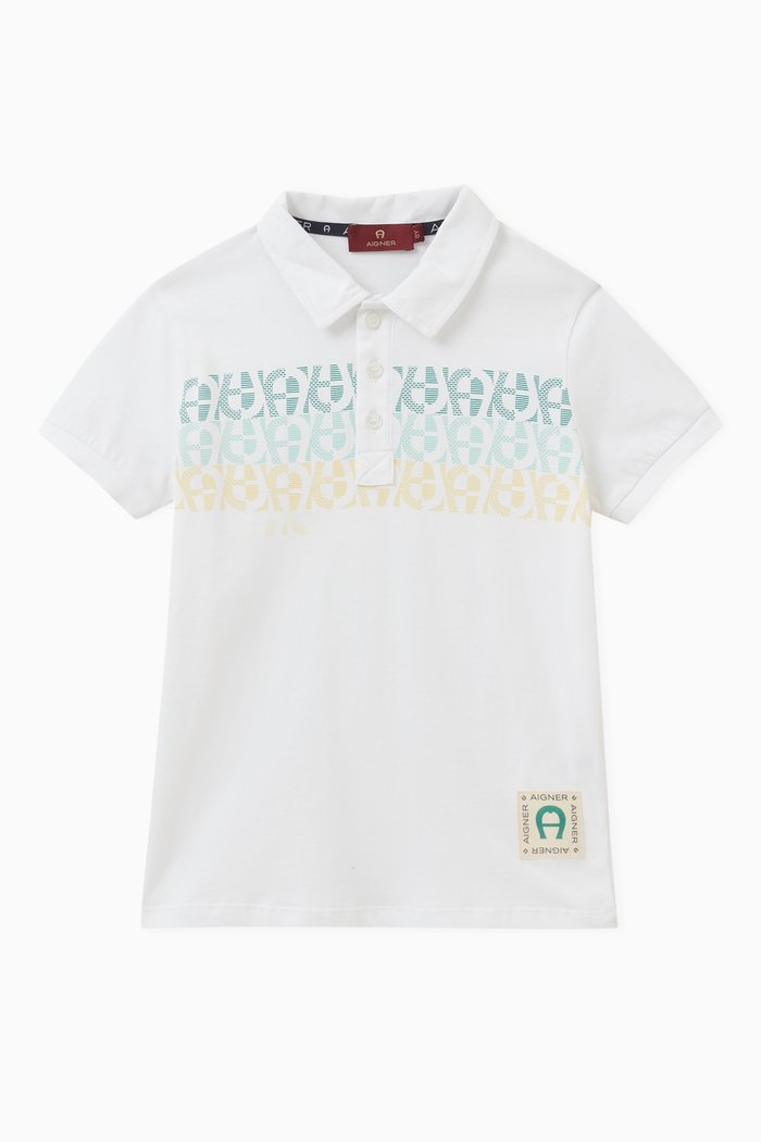 

Repeated Logo-print Polo Shirt in Cotton, White