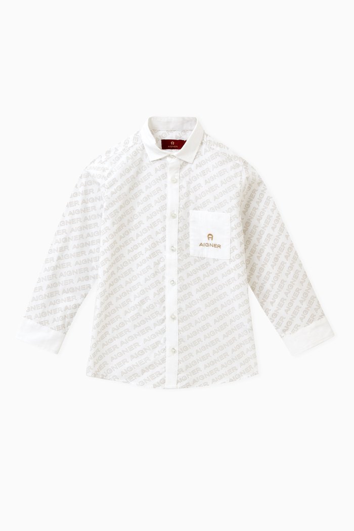 

Logo Print Shirt in Cotton, White