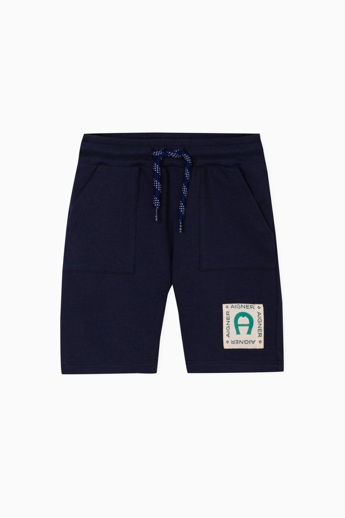 

Logo-badge Bermuda Shorts in Stretch-cotton, Blue