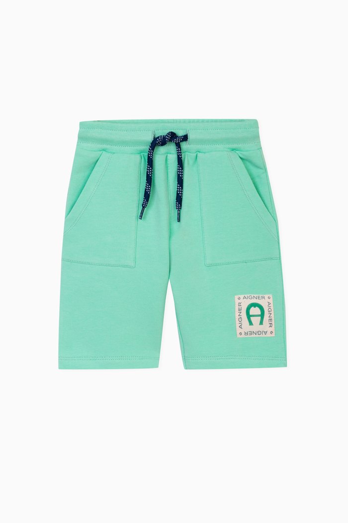

Logo-badge Bermuda Shorts in Stretch-cotton, Blue