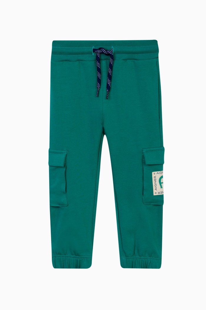 Logo Trousers in Cotton, Green