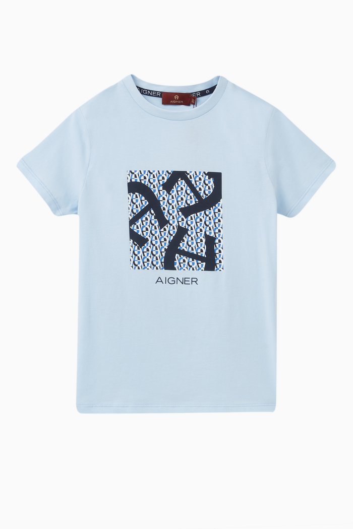 

Logo Print T-Shirt in Cotton, Blue