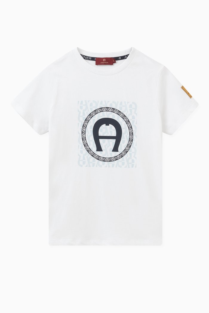 Graphic Logo-print T-shirt in Cotton-jersey, Blue