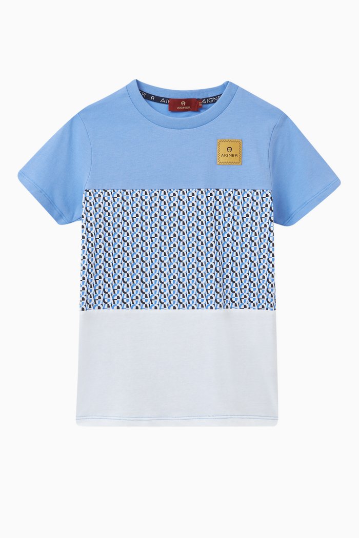 

Logo Print T-Shirt in Cotton, Blue