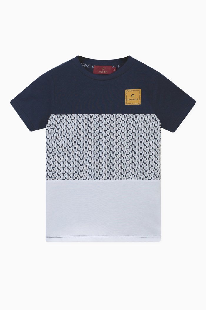 

Logo Print T-Shirt in Cotton, Blue