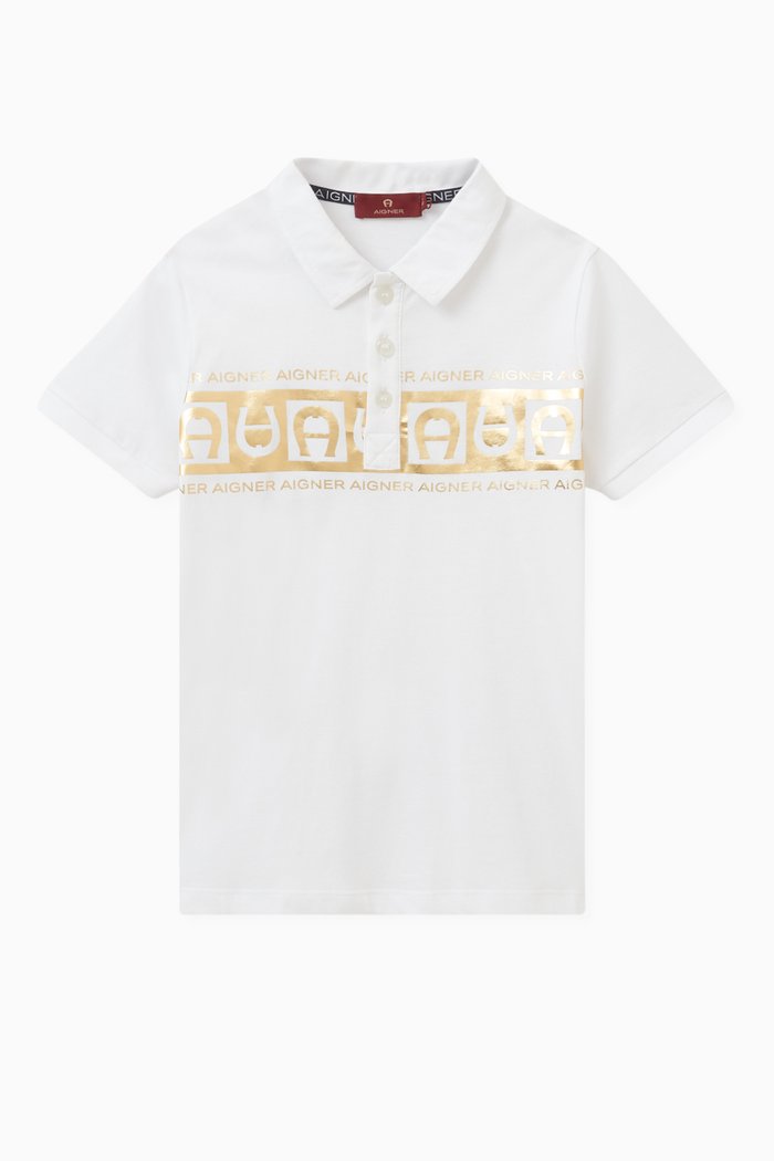 Logo Polo Shirt in Cotton, White