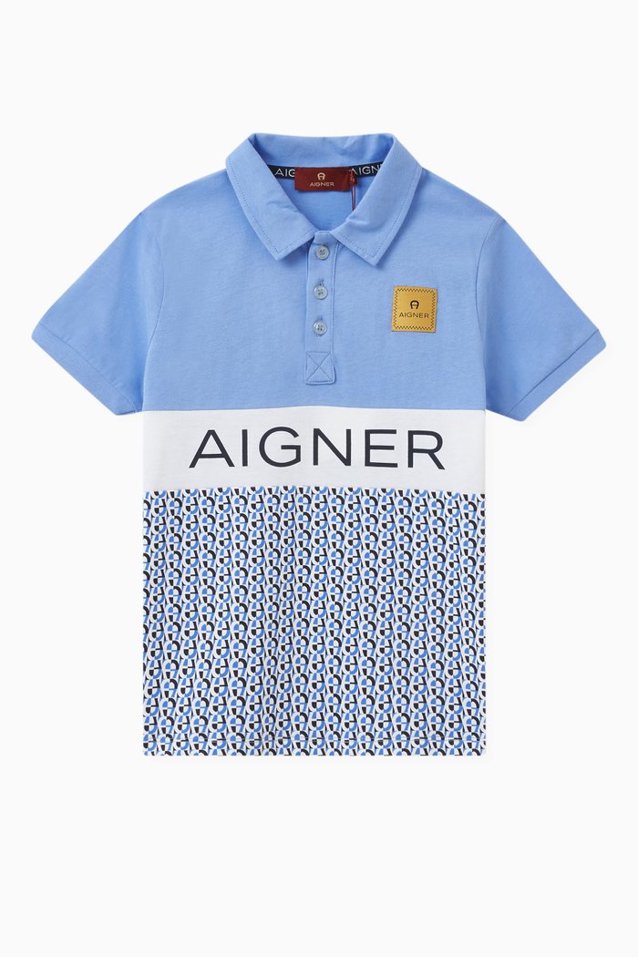 

Logo-print Polo Shirt in Cotton, Blue