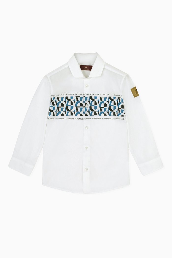 

Logo-print Shirt in Cotton, Blue