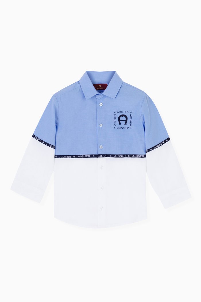 

Logo Print Shirt in Cotton, Blue