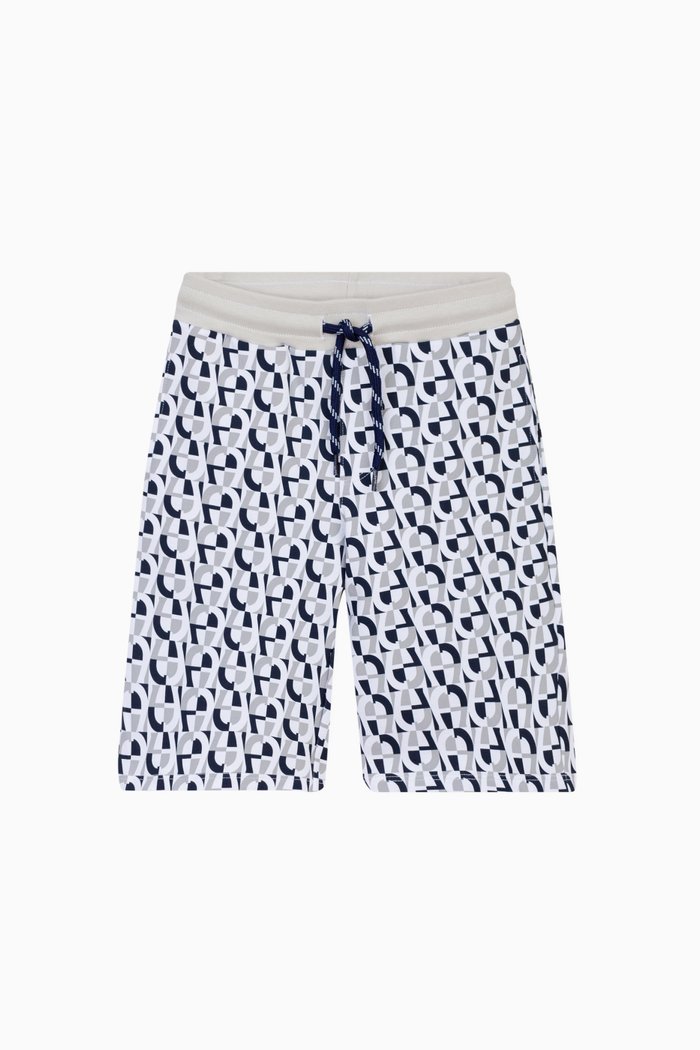 

All-over Logo Bermuda Shorts in Cotton-jersey, Grey