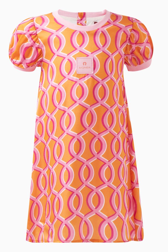 

Printed Dress in Cotton, Orange