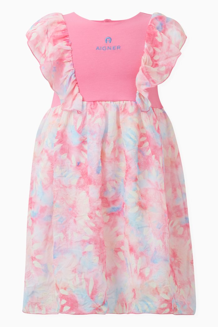 

Floral-print Dress in Cotton-jersey, Pink