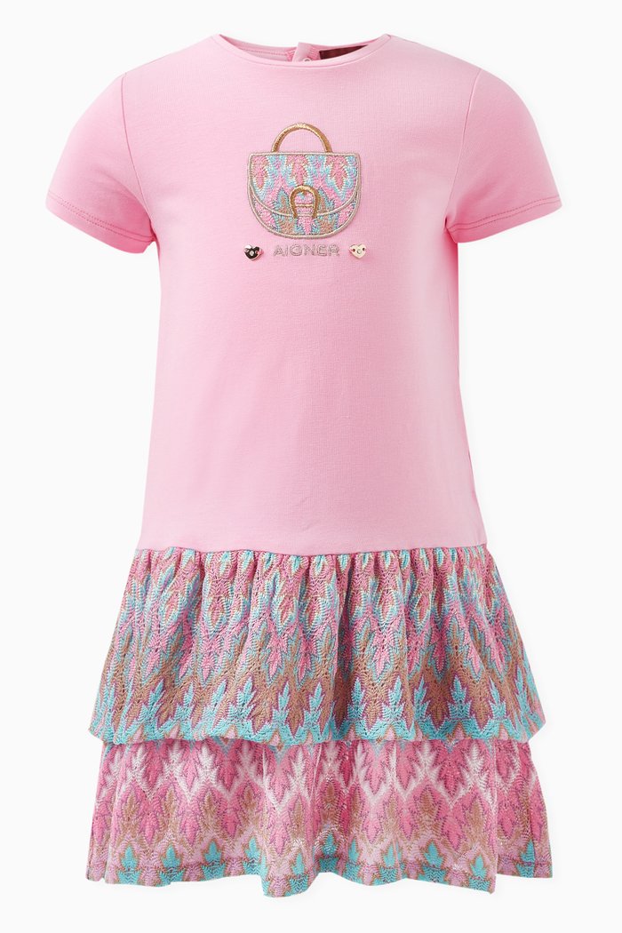 

Dual-tone Printed Dress, Pink