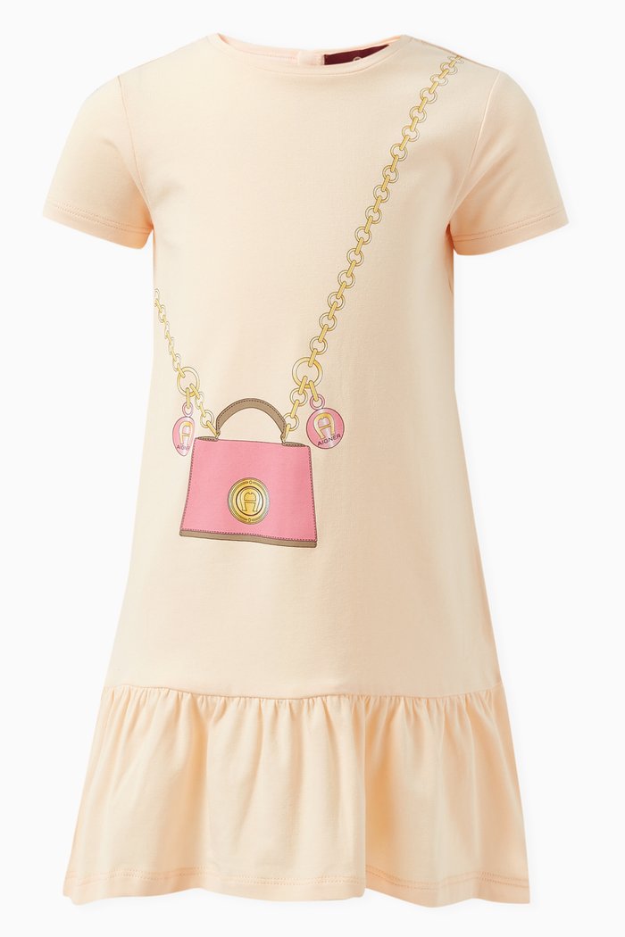 

Bag Print Dress in Cotton, Pink