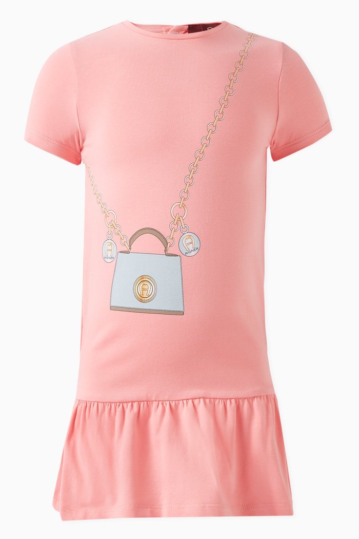 

Bag Print Dress in Cotton, Pink