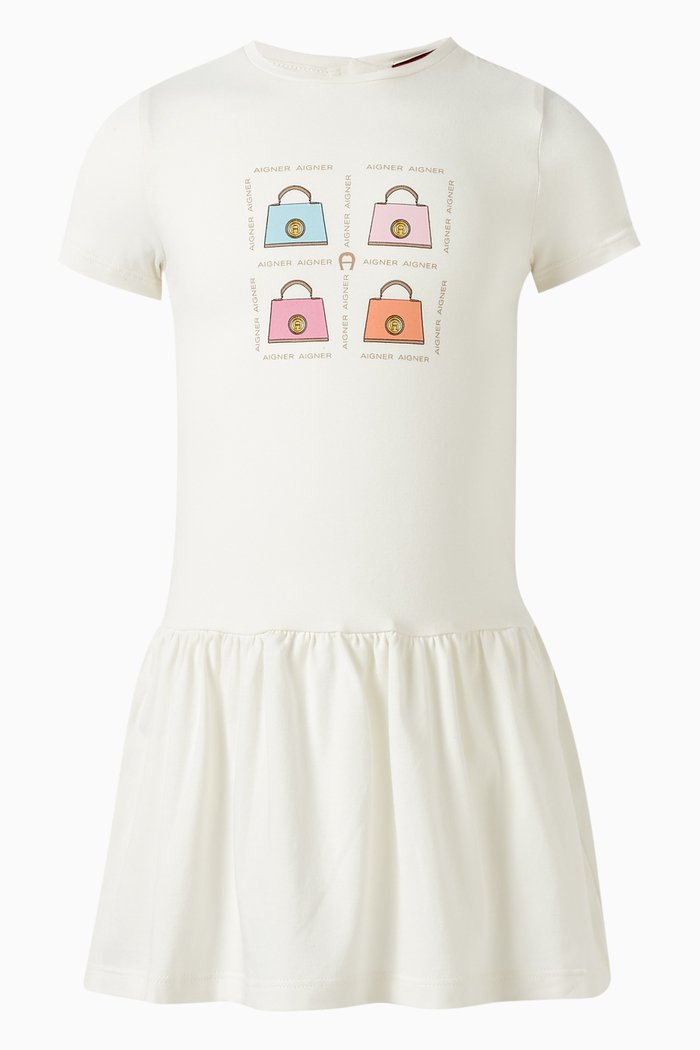 

Floral Print Dress in Cotton, Gold