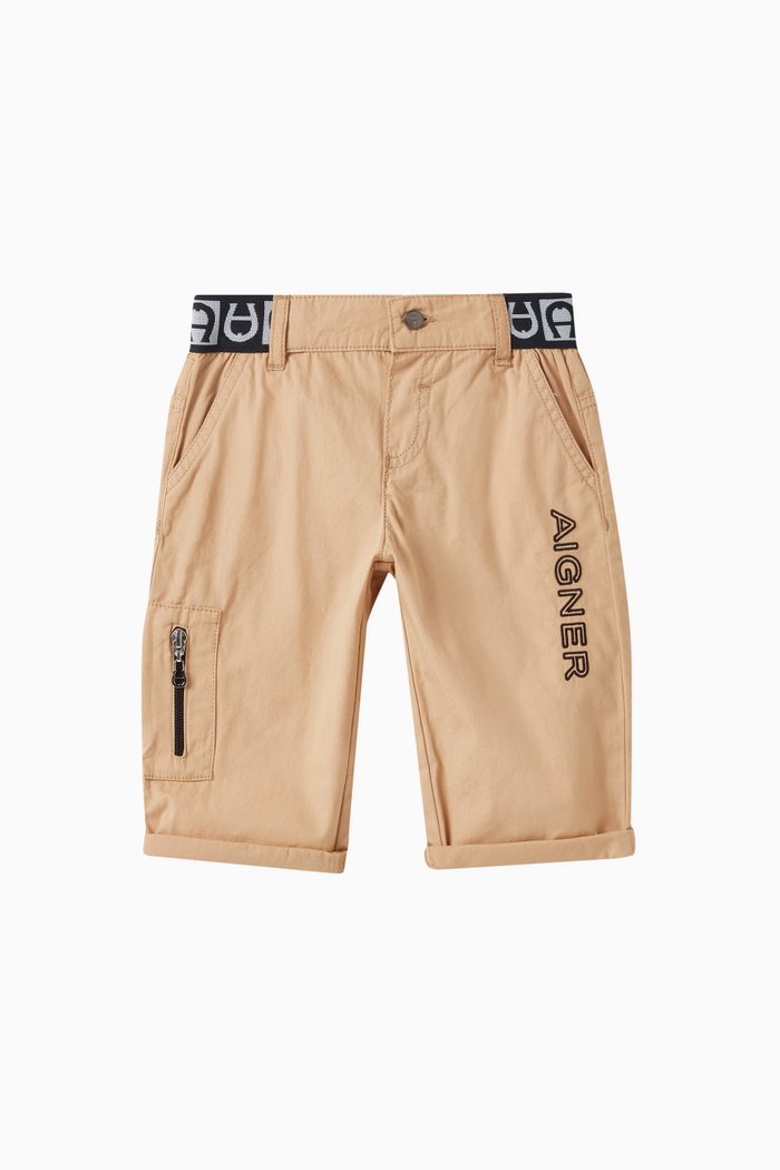 

Logo Bermuda Shorts in Cotton, Brown