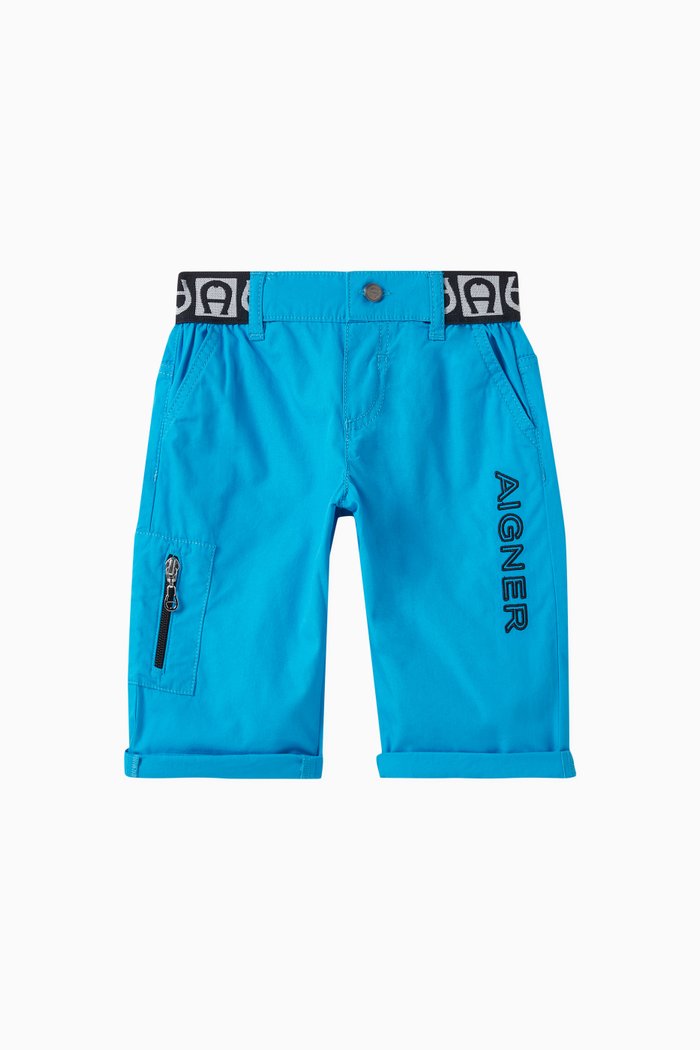 

Logo Bermuda Shorts in Cotton, Blue