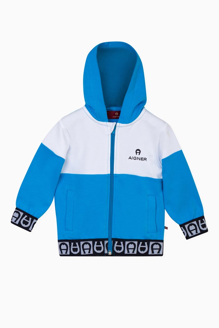 Logo Hoodie in Cotton, Blue