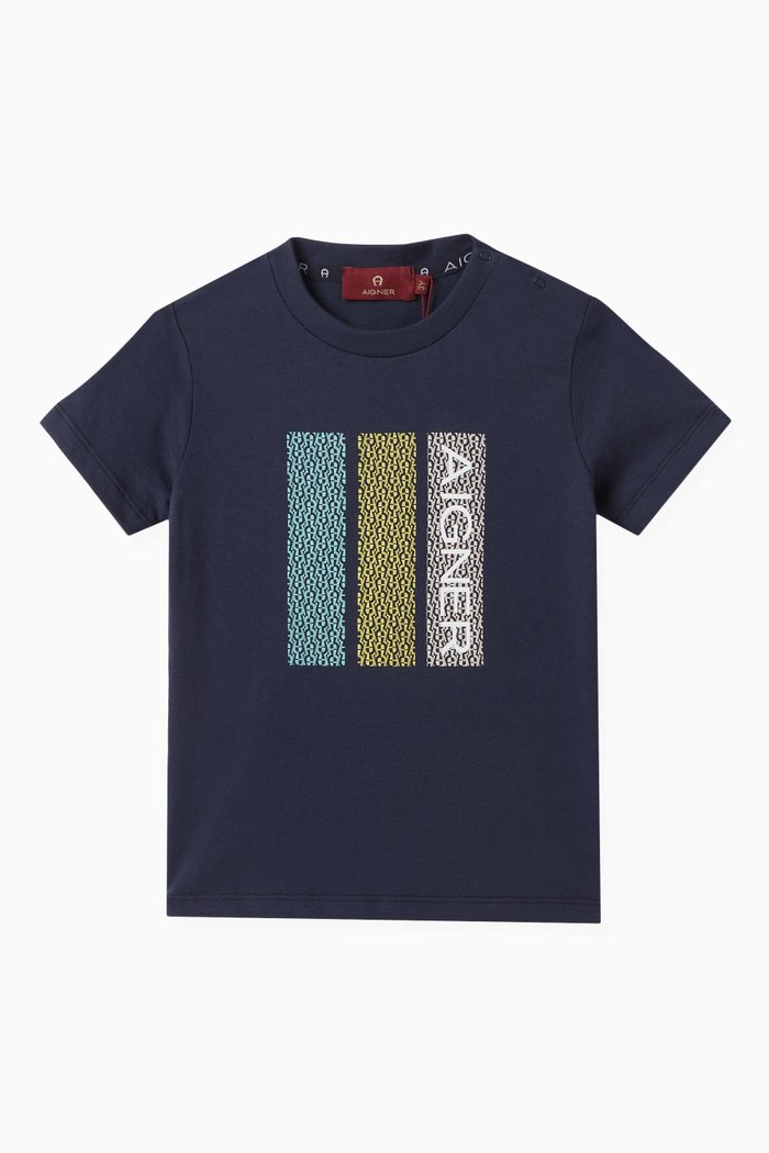 

Graphic Logo-print T-shirt in Cotton-jersey, Blue