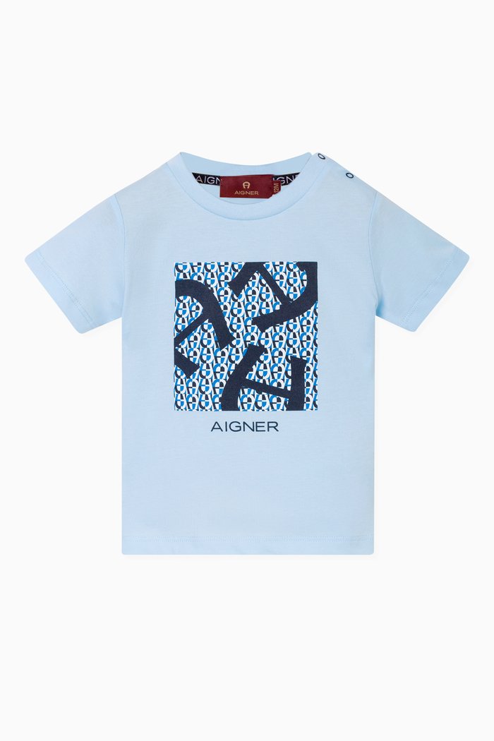 

Graphic Logo-print T-shirt in Cotton-jersey, Blue
