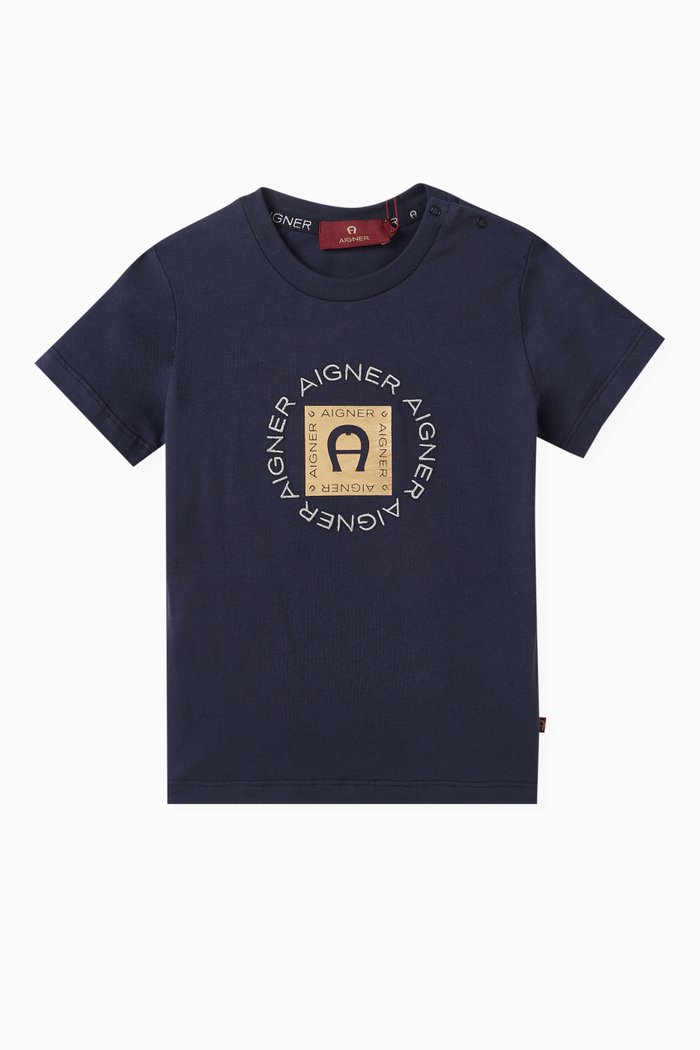 

Metallic Logo-print T-shirt in Cotton-jersey, Blue
