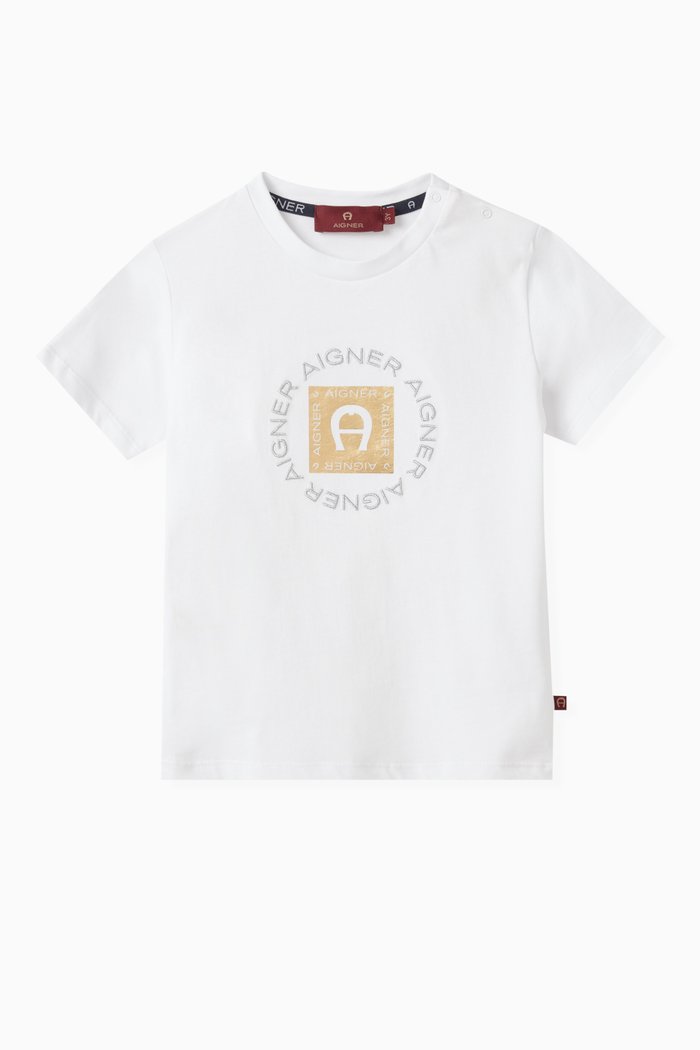 

Metallic Logo-print T-shirt in Cotton-jersey, White