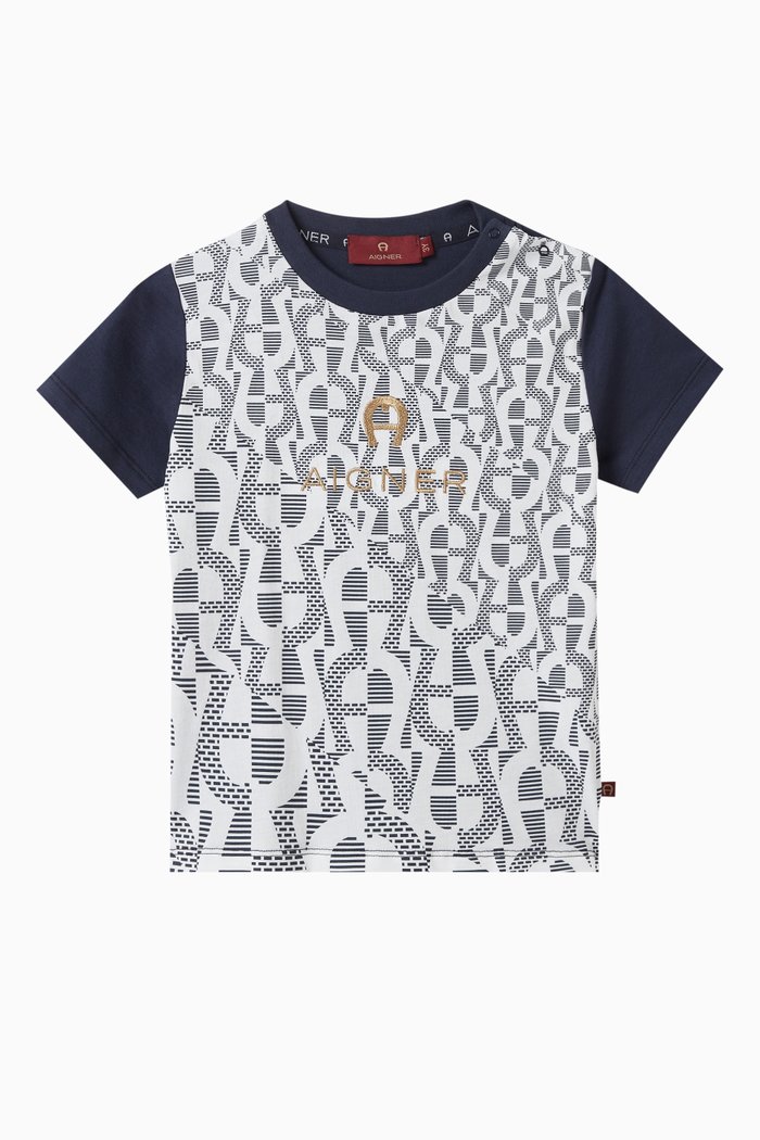

Logo Print T-Shirt in Cotton, Blue
