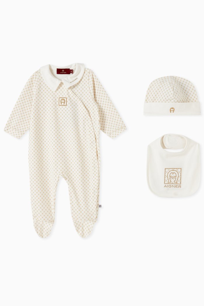 

Logo Sleepsuit Gift Set in Cotton, Gold