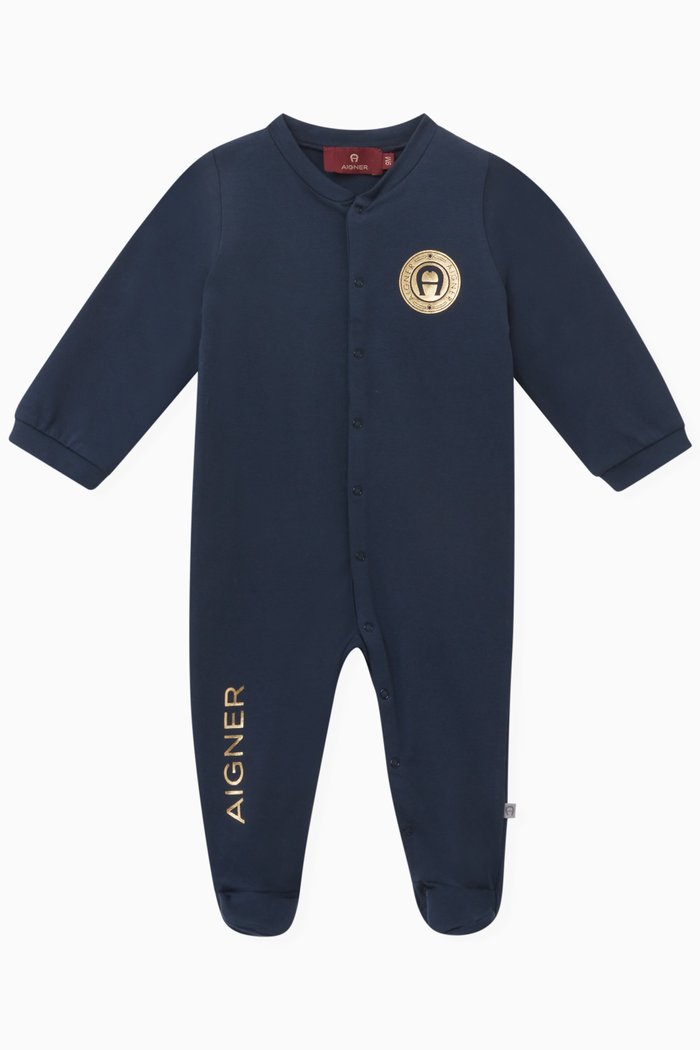 

Logo-print Sleepsuit in Pima Cotton-jersey, Blue